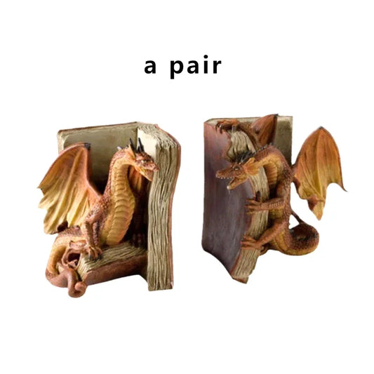 Dragon Sculpture Desktop Bookend – Artistic Home & Office Ornament for Study or Gift