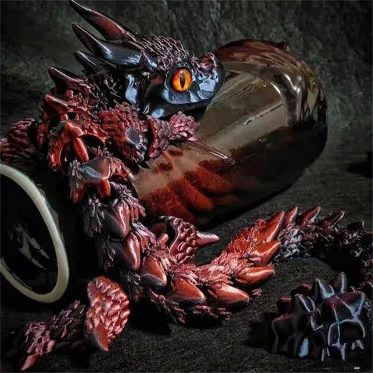 3D Printed Magic Dragon Model – Multi-Joint Movable Desk Ornament & Home Decoration Toy