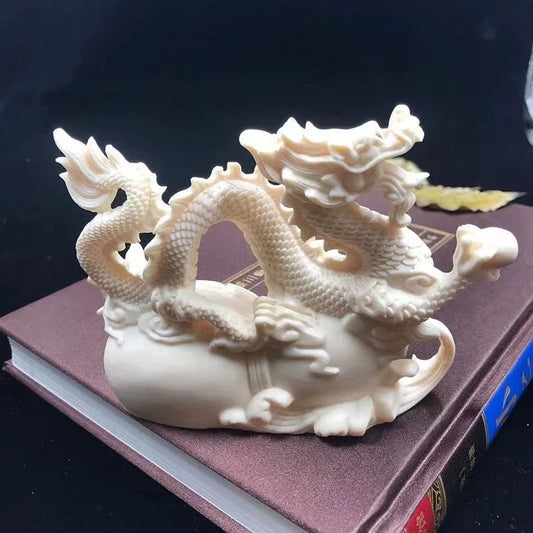 Chinese Feng Shui White Dragon Statue – Zodiac Auspicious Decor for Home, Living Room & Office