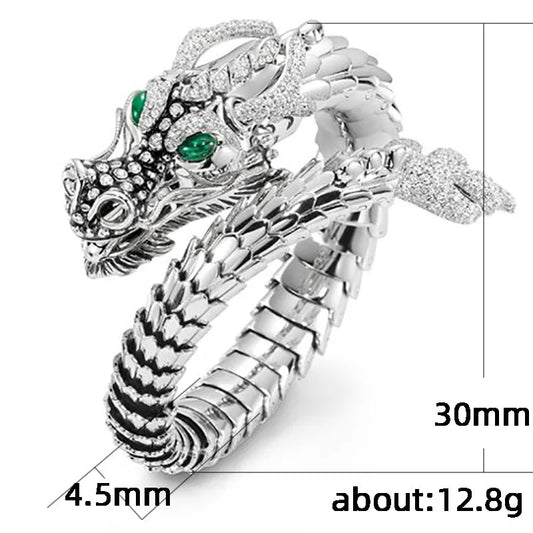 925 Sterling Silver Whole Dragon Open Ring