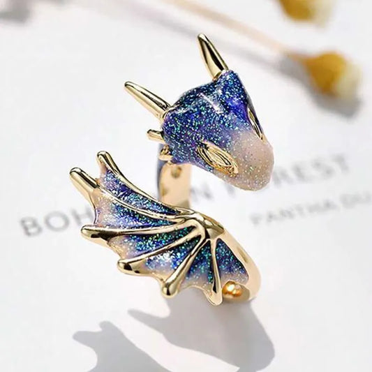 Pink &amp; Blue Two Dragon Rings – Cute and Adjustable Couple Rings for Men & Women