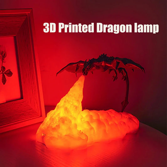 Dragon Shape LED Night Light – 3D Printed Flame Breathing Slow-Change Lamp