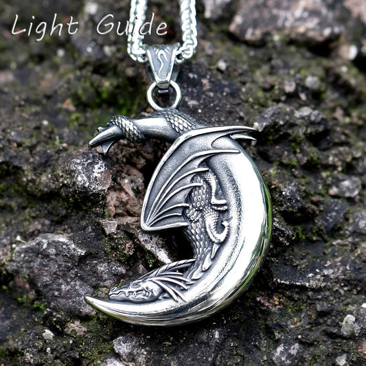 Viking Sleeping Dragon on the Moon Pendant