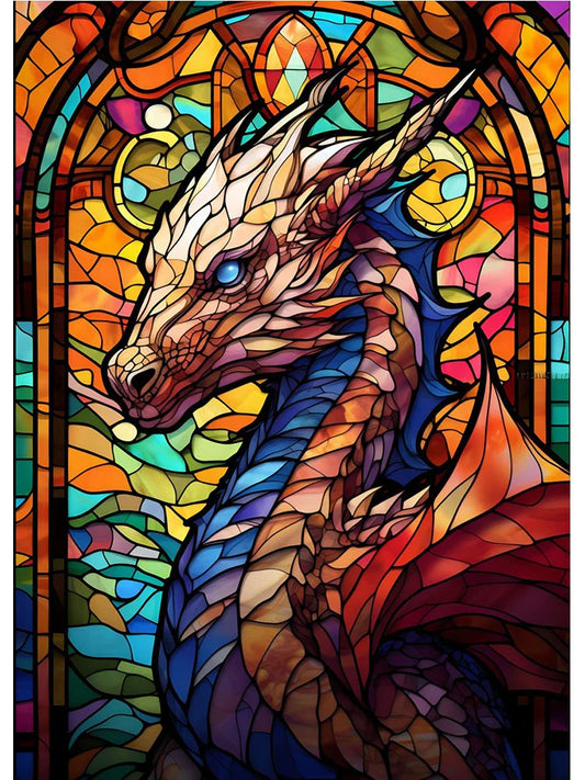 Abstract All Dragons Asylum Stained Glass Poster – Canvas Painting Wall Art for Living Room & Home Decor