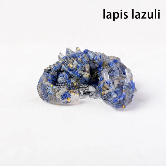 1PC Natural Crystal Stone Wolong Statue – Reiki Dragon Figurine & Feng Shui Amulet for Home & Office Decor
