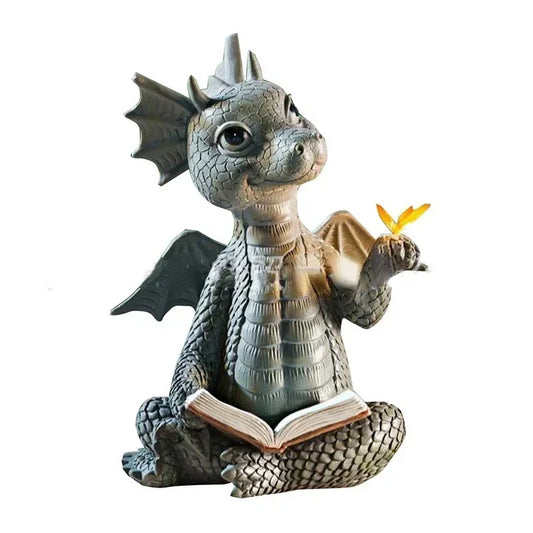 Dragon-Shaped Resin Giant Lawn Sculpture – Gothic Fantasy Dragon Statue for Garden &amp; Courtyard Decoration
