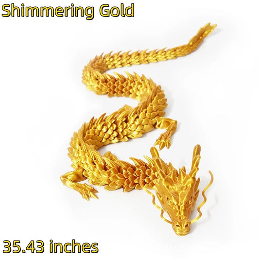 3D Printed Conjoined Dragon Ornaments – Movable Cartoon Style Aquarium & Rockery Decoration (90cm)