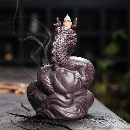 Dragon-Shaped Backflow Incense Burner with Sparkling LED Light – Meditation Decor & Year of the Loong Mascot (No Incense Included)