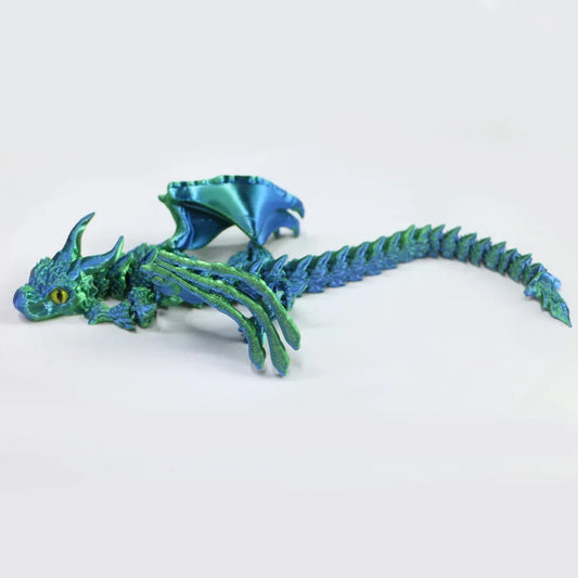 3D Printed Winged Dragon Figurine with Art Deco Resin Sculpture – Tabletop Animal Theme Decor