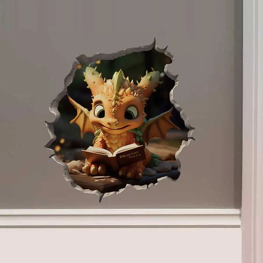 M454 Dragon Parent and Child Reading in Wall Hole