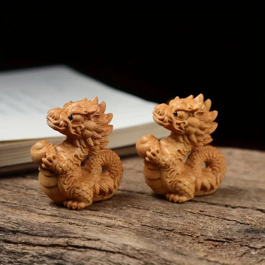 1/2Pcs Creative Lucky Dragon Carving – Desktop Feng Shui Ornament for Home, Office & Car