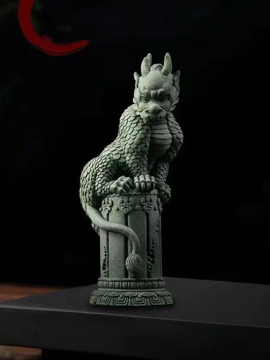 China Mascot Pan Dragon Pillar Statue