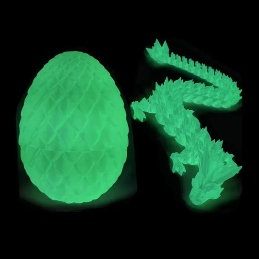 22cm 3D Printed Dragon &amp; 8.5cm Dragon Egg Set – Fully Articulated Gemstone Crystal Dragon Collectible Surprise Toy