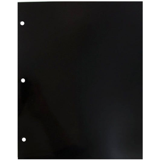 JAM Paper Glossy 3 Hole Punch Folders, Black, 6 per Pack