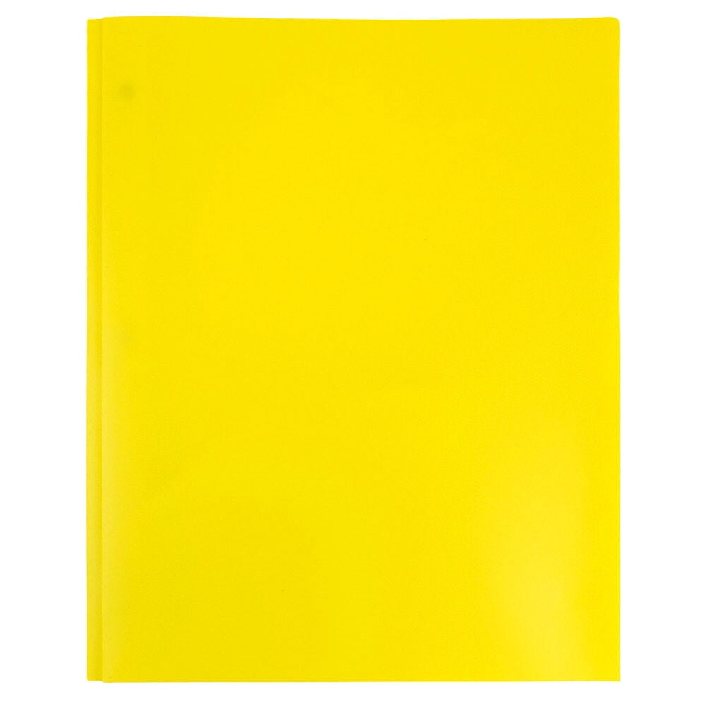 JAM Paper Plastic 2 Pocket School POP Folders with Metal Prongs Fastener Clasps, Yellow, 3/Pack