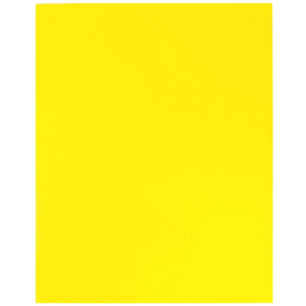 JAM Paper Laminated Two Pocket Glossy Folders, Yellow, Bulk 100/Box