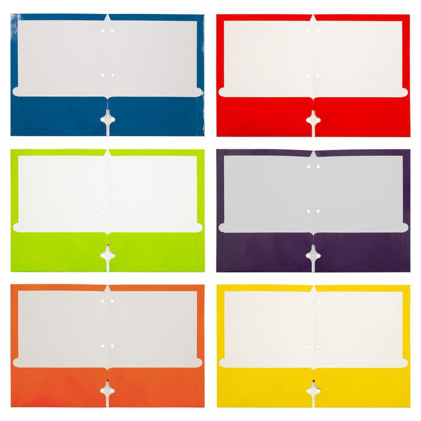 JAM Paper Glossy 3 Hole Punch Folders, Multicolor, 6 per Pack