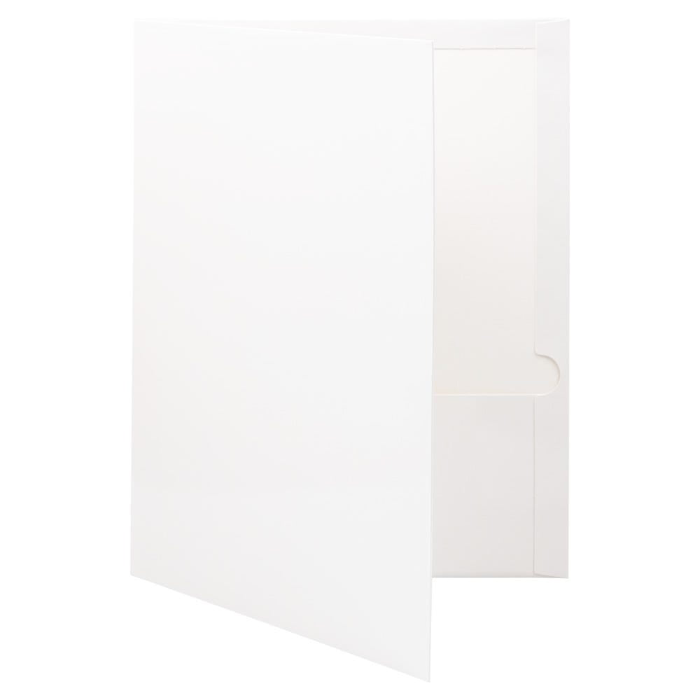 JAM Paper Laminated Two Pocket Glossy Folders, White, 3/Pack