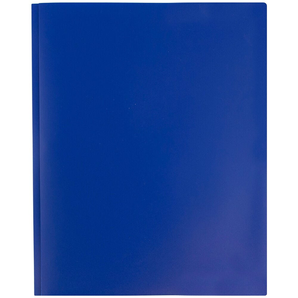 JAM Paper Plastic 2 Pocket POP Folders with Prongs Fastener Clasps, Dark Blue, Bulk 48/Pack
