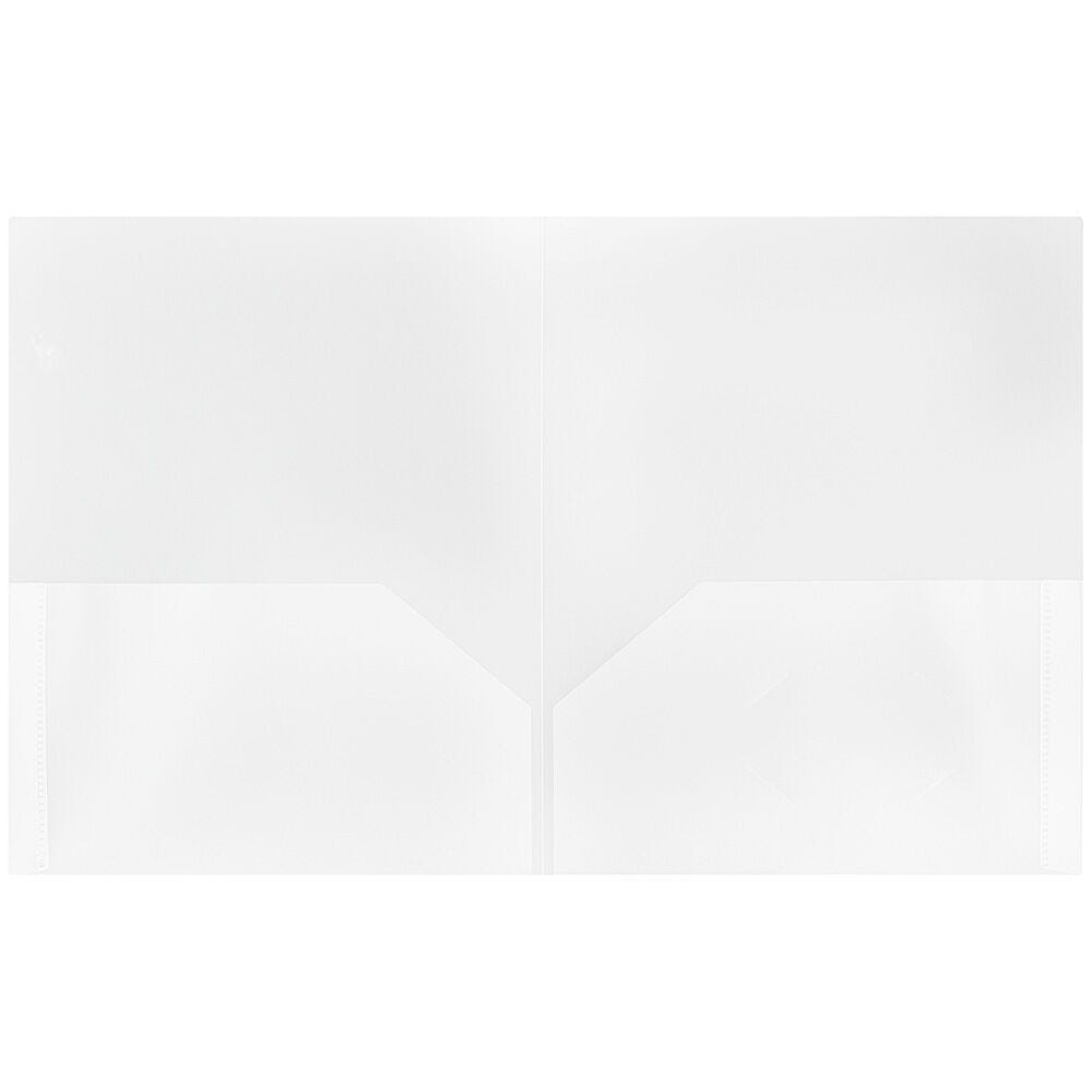 JAM Paper Plastic 2 Pocket POP Folders, School Folders, Clear, Bulk 144/Box