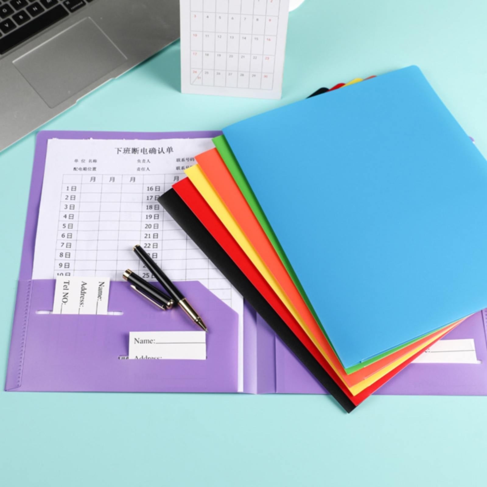 LKWLPD Plastic Folders with Pockets No Prongs Heavy Duty Plastic Two Pocket Folders Standard Letter Paper Folder 2 Business Card Folders Plastic Folders Green