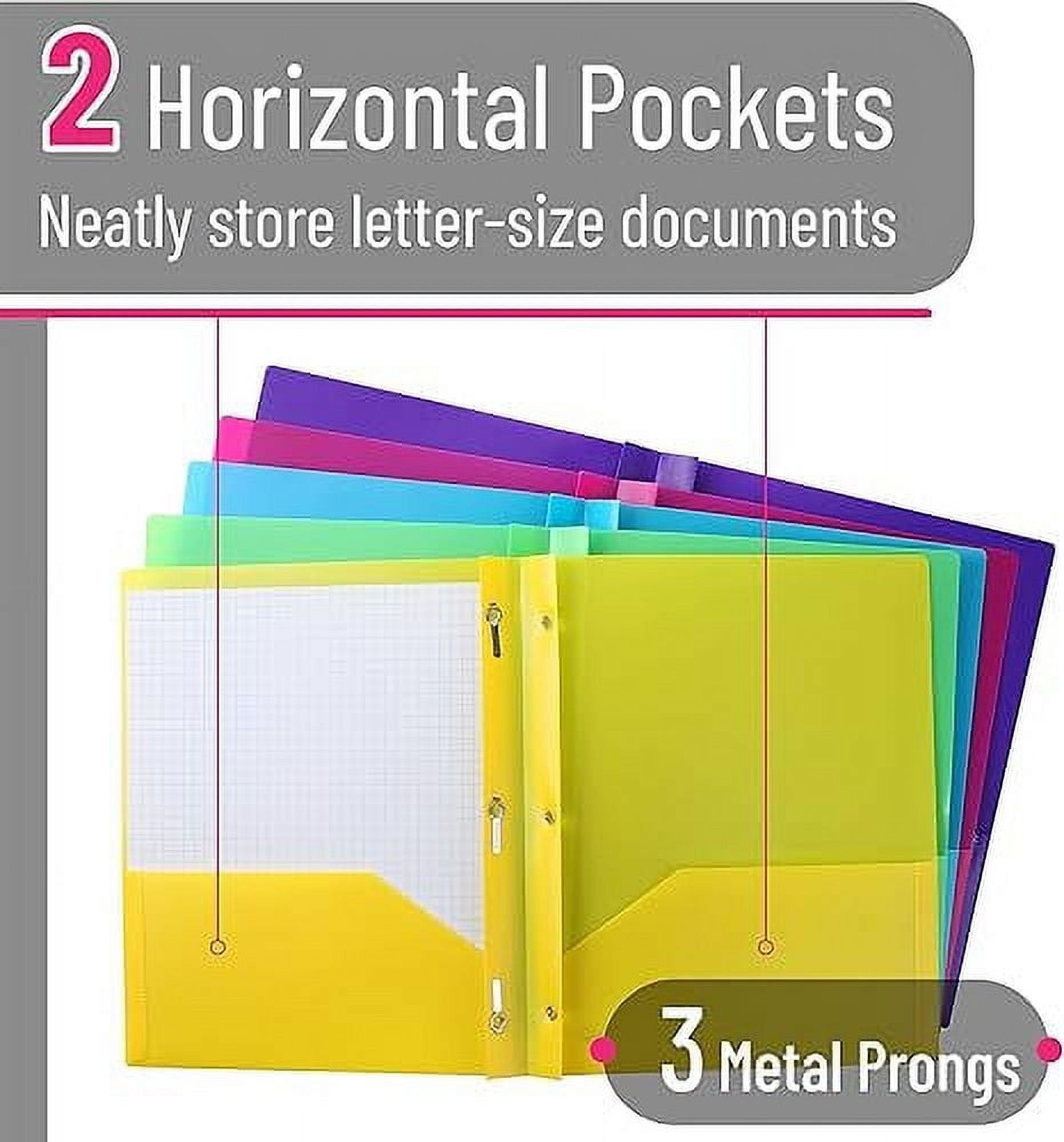 Miayilima Folders with Pockets and Prong with Fasteners 2 Pocket Folder 3 Prong Folders Plastic Black