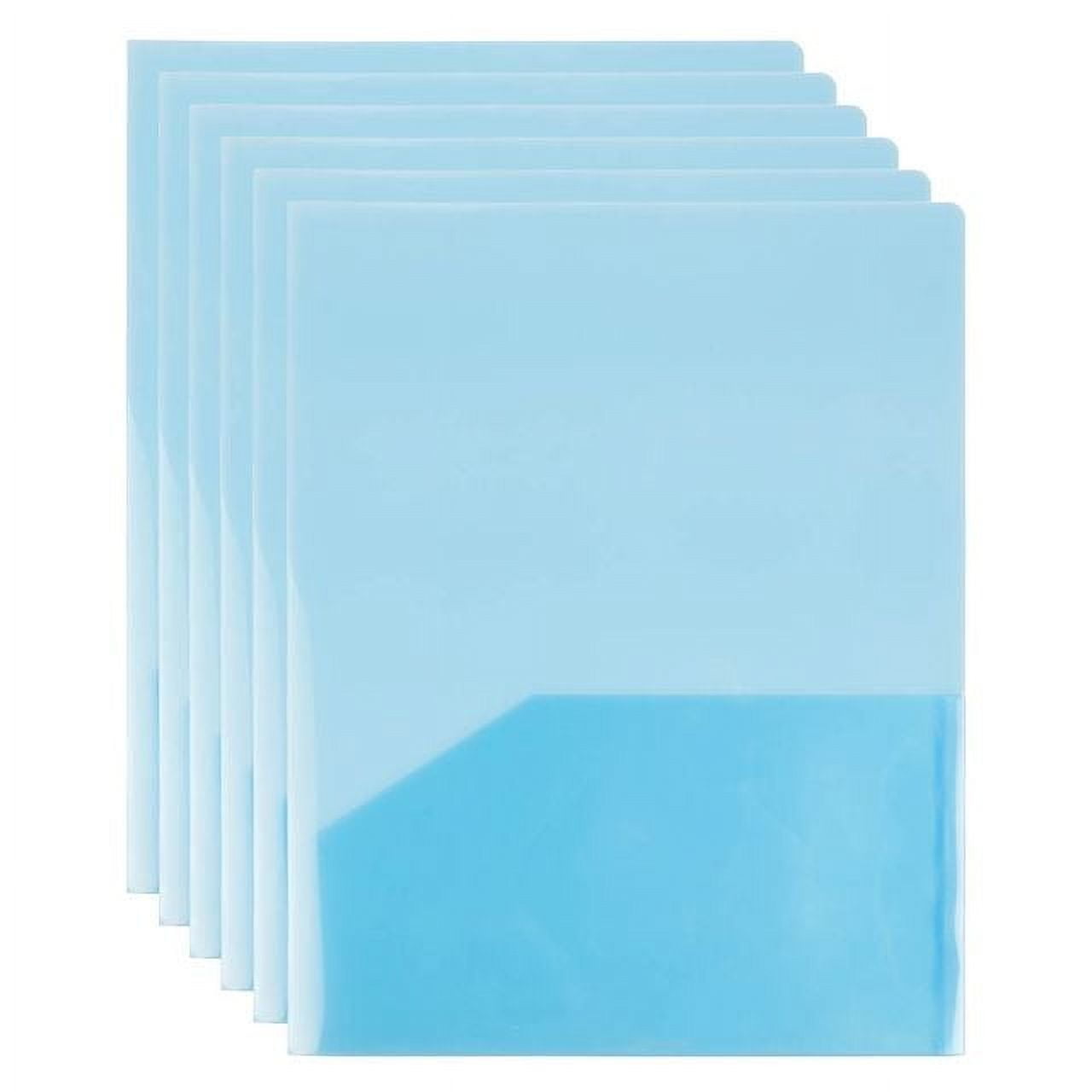 JAM Paper Plastic Regular Weight Folders, Blue, 6/Pack, Two Pocket