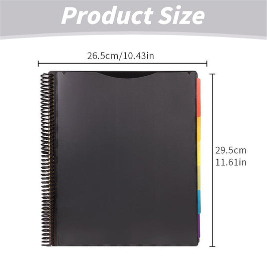 Kilougeis Clearance 3 Prong Poly Folder with Pockets Pocket Folder Classroom&nbsp;Must&nbsp;Haves Spiral Binder Black 6 Pages