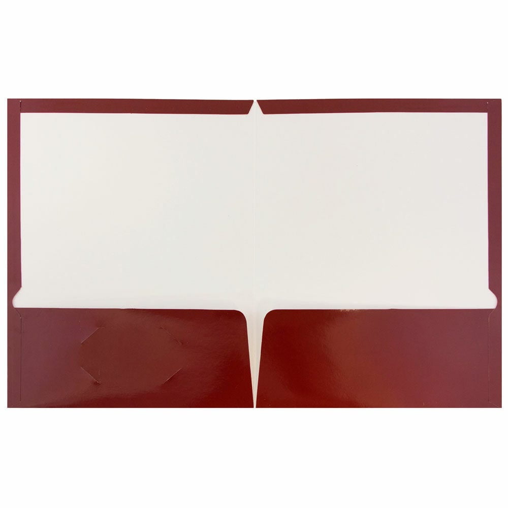 JAM Paper Laminated Two Pocket Glossy Folders, Maroon Red, 3/Pack