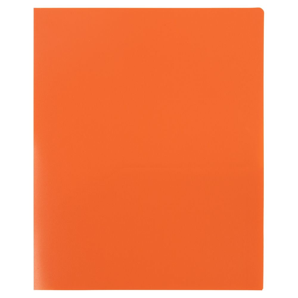 JAM Paper Heavy Duty Plastic Two Pocket Presentation Folders, Orange, 6 Pack