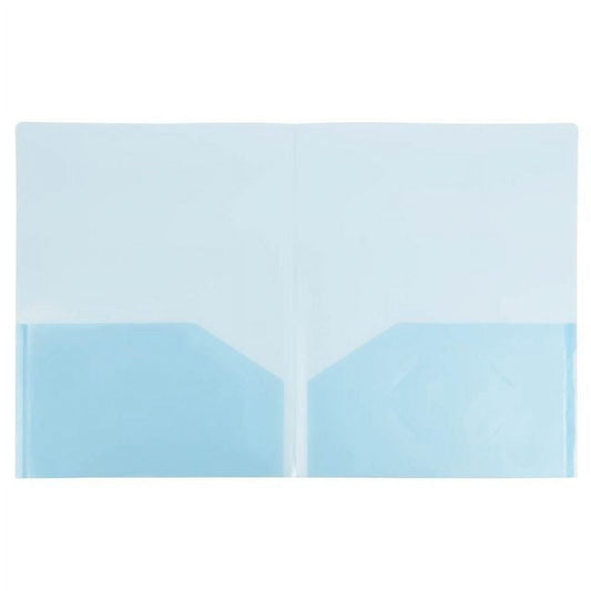 JAM Paper Plastic Regular Weight Folders, Blue, 6/Pack, Two Pocket