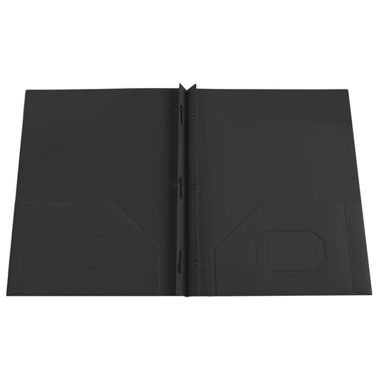 Heavy Duty Plastic Letter Size Folders with Pockets - 3-Prong Fastener, 10-Pack, Assorted Colors for Office & School Organization FAJHHA | Black