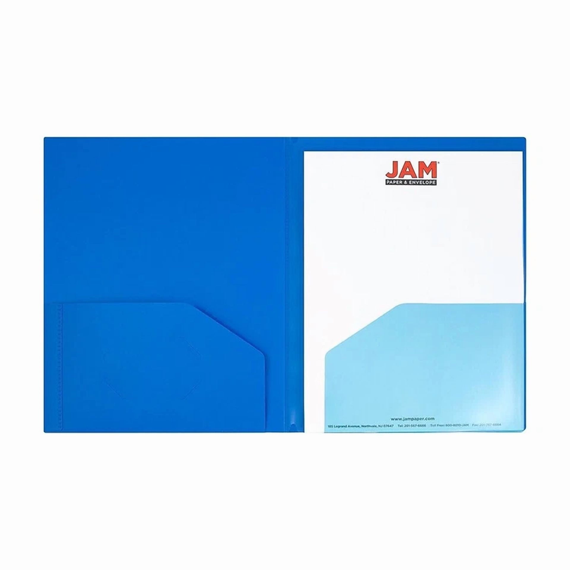Jam Paper Heavy Duty Plastic Multi-Pocket Folder 10 Pocket Organizer Blue