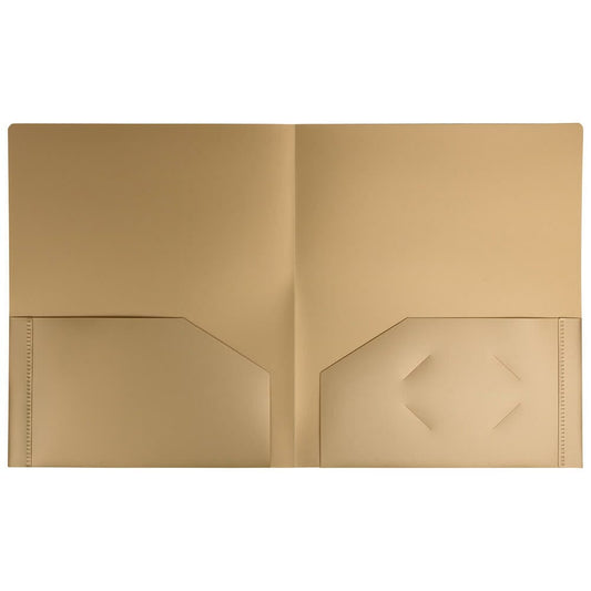 JAM Paper Heavy Duty Plastic 2 Pocket Extra Tough School Folders, Gold, Bulk 48/Pack