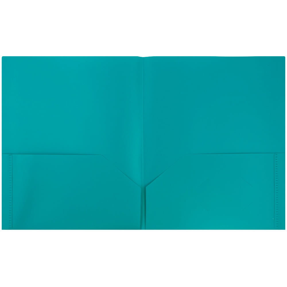 JAM Paper Medium Weight Plastic Presentation Folder, Teal, 96/pack
