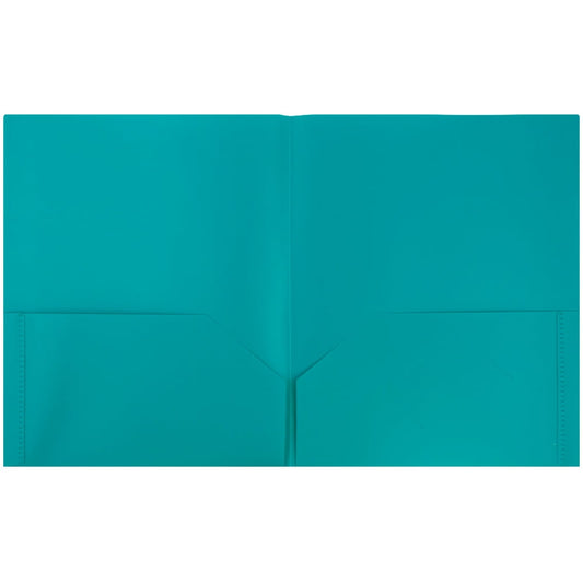 JAM Paper Medium Weight Plastic Presentation Folder, Teal, 96/pack