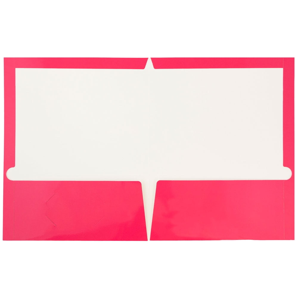 JAM Paper Glossy Two Pocket Folders, Fuchsia Pink, 6 per Pack