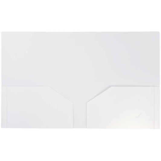 JAM Paper Heavy Duty Plastic 2 Pocket School Folders, White, 3/Pack