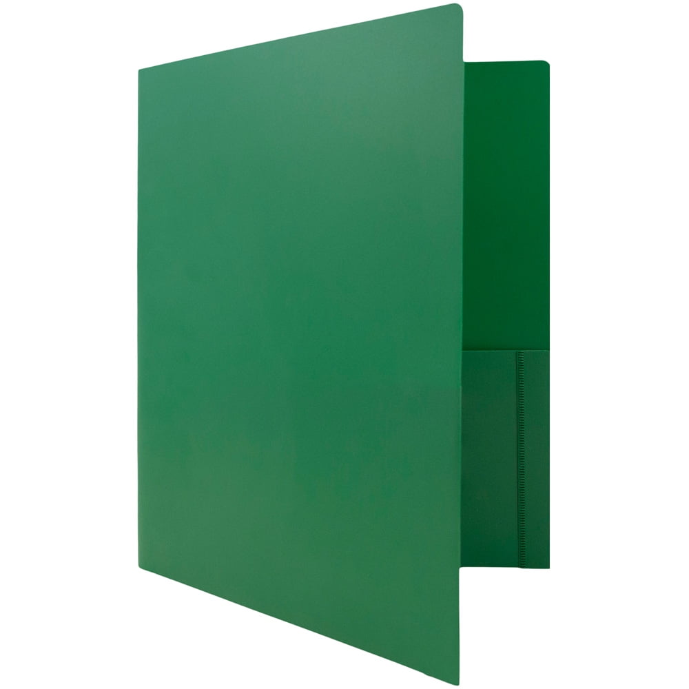 JAM Paper Heavy Duty Plastic Two Pocket Presentation Folders, Solid Green, 108/pack