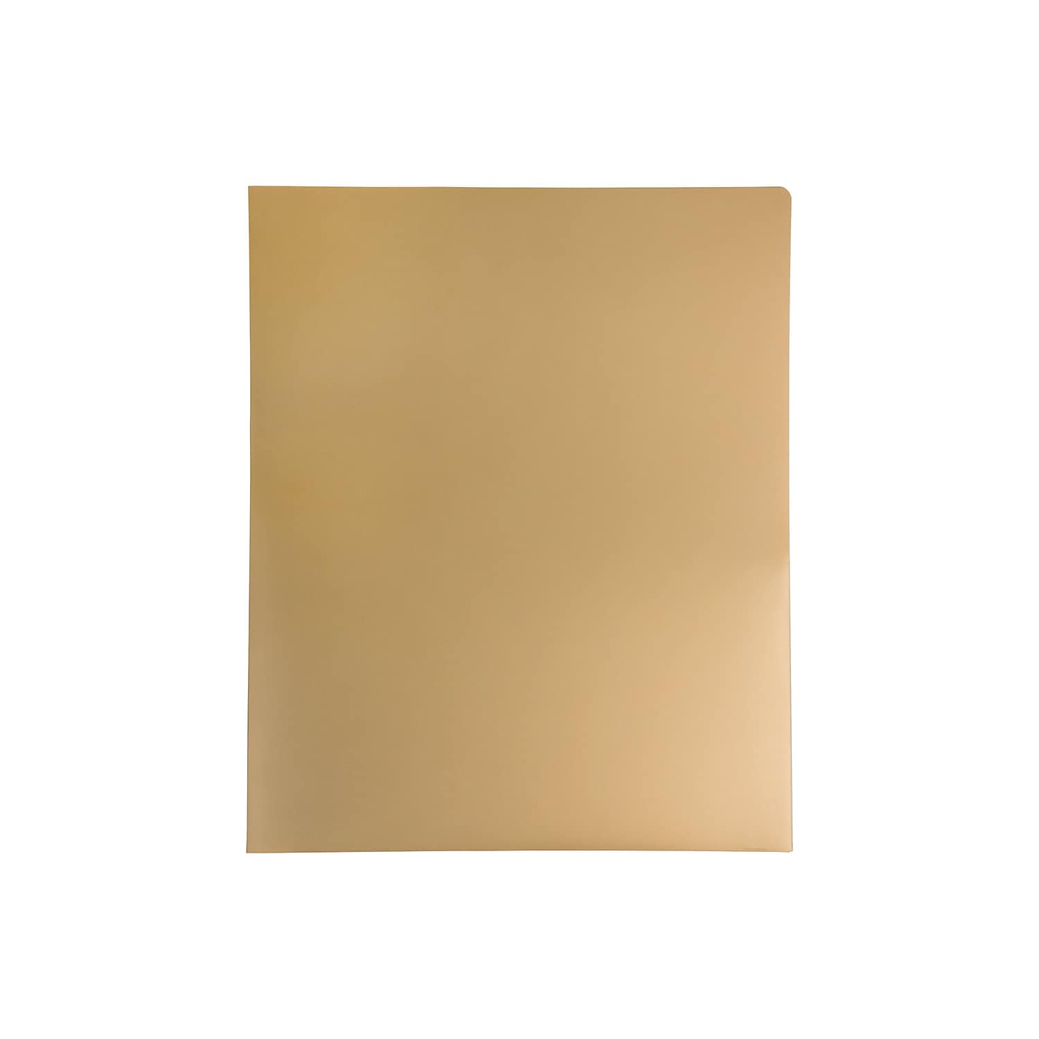 JAM Paper Heavy Duty Plastic 2 Pocket School Folders, Gold, 6 per Pack