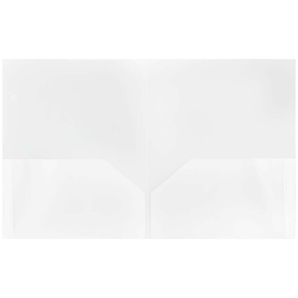 JAM Paper Plastic 2 Pocket School POP Folders, Clear, Bulk 96/Pack