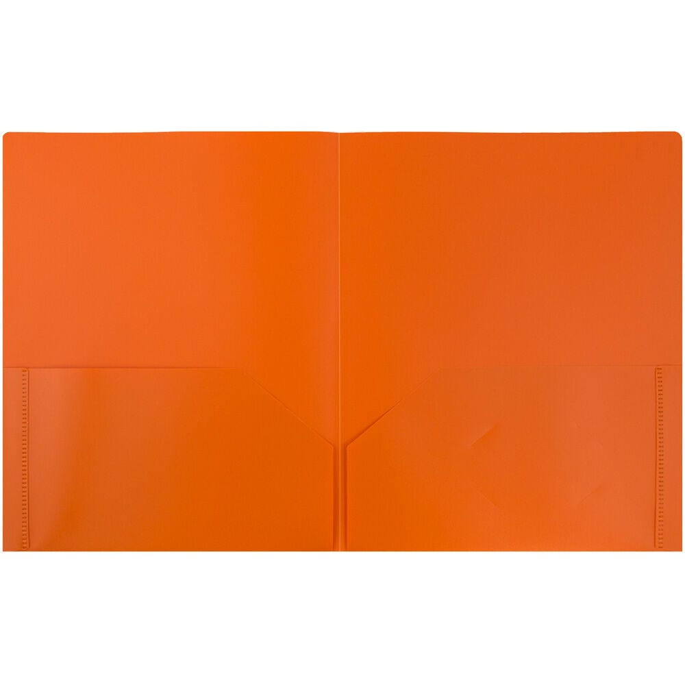 JAM Paper Plastic 2 Pocket POP Folders, School Folders, Orange, Bulk 144/Box