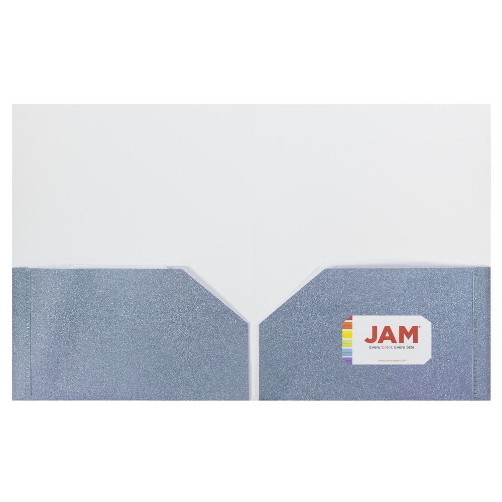 JAM Paper Glitter Two Pocket Folders, Assorted, 6/Pack