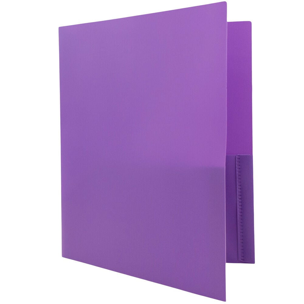 JAM Paper Plastic 2 Pocket POP Folders, School Folders, Purple, Bulk 144/Box