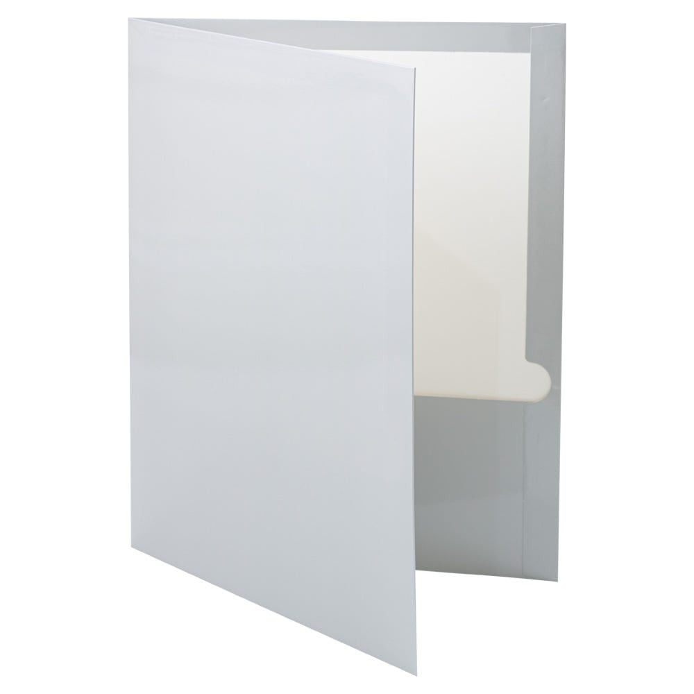 JAM Paper Laminated Two Pocket Glossy Folders, Silver, 3/Pack