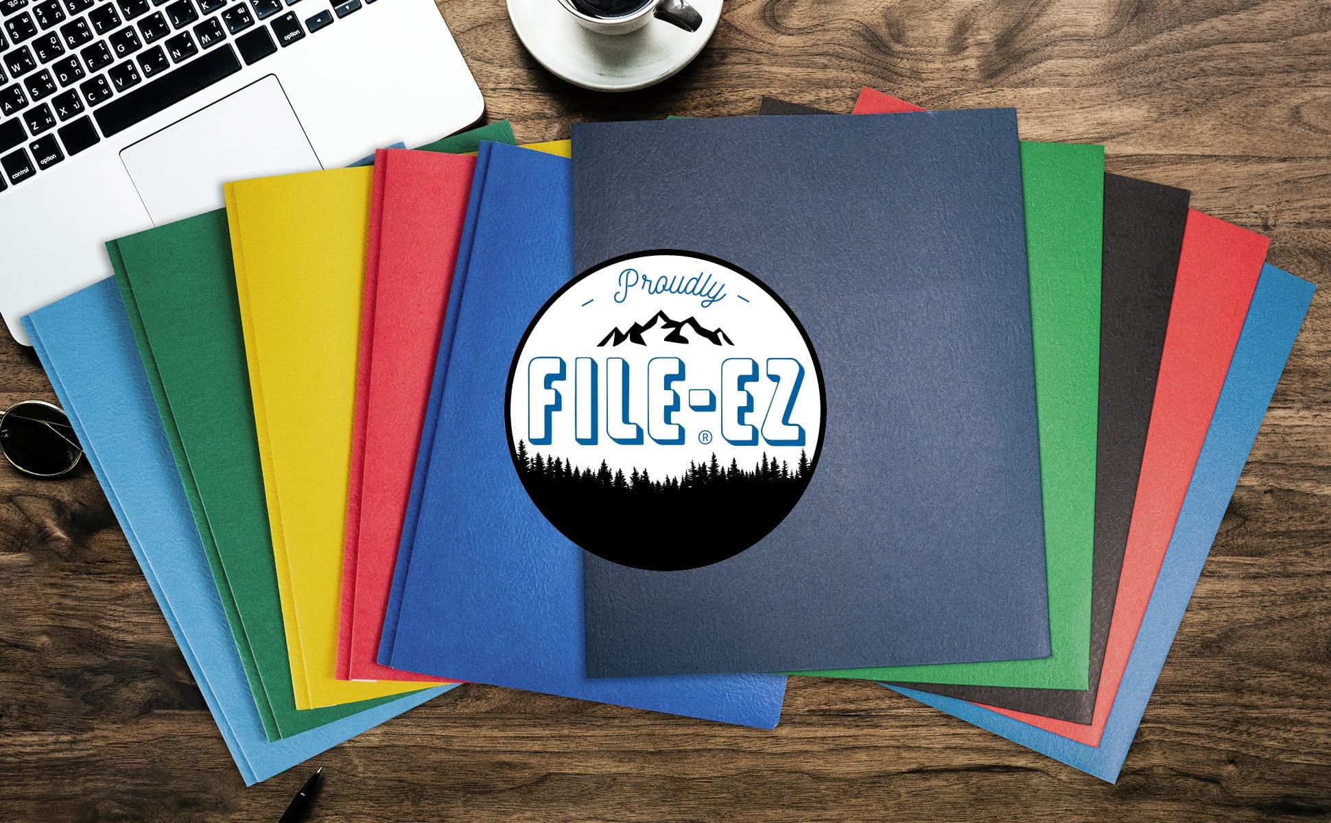 FILE-EZ Two-Pocket Folders, Black, 25-Pack, Textured Paper, Letter Size (EZ-52505), Made in USA