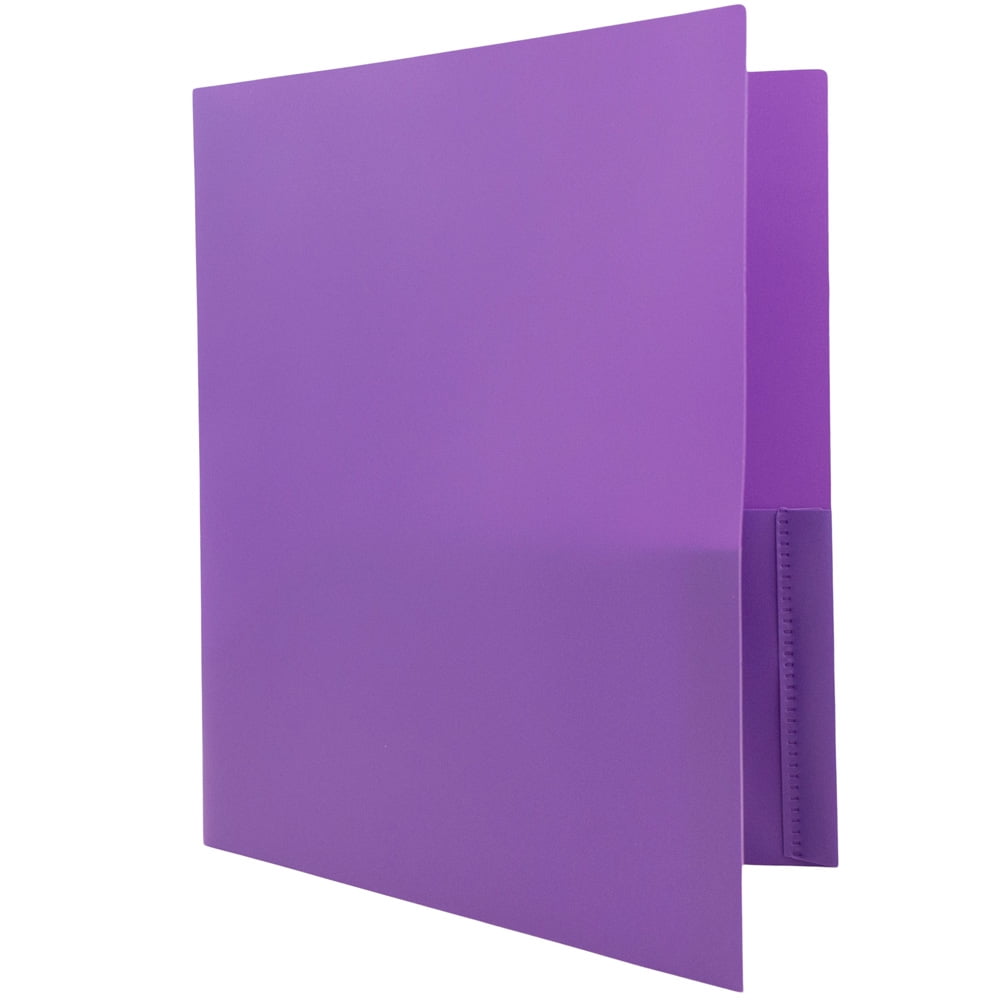 JAM Paper Plastic 2 Pocket School POP Folders, Purple, 6 per Pack