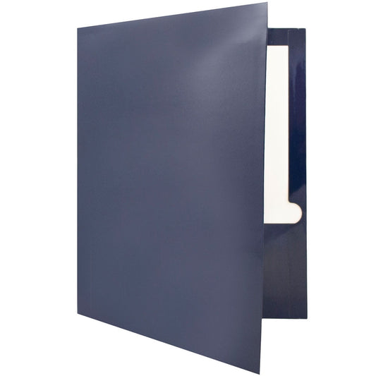 JAM Paper Glossy Two Pocket Folders, Navy Blue, 6/Pack