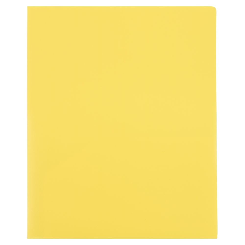 JAM Paper Heavy Duty Plastic Two Pocket Presentation Folders, Yellow, 6 Pack