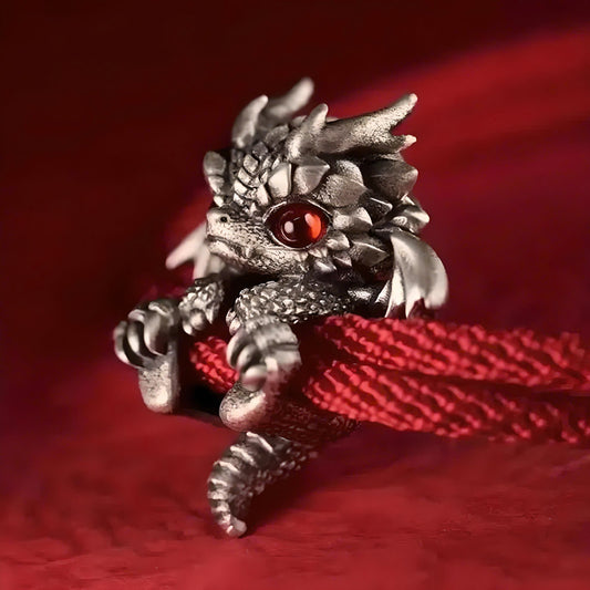 Vintage Red Rope Dragon Bracelet – Adjustable Lucky Bangle